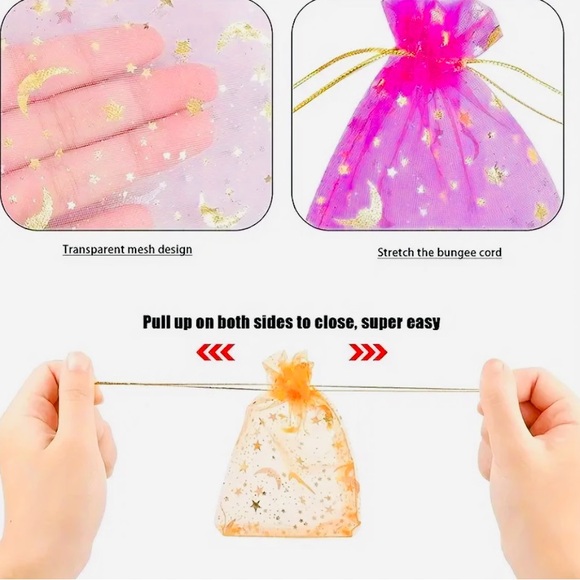 ๐ Starry Night Organza Gift Bags: Set of 10 (each color) - Picture 3 of 4